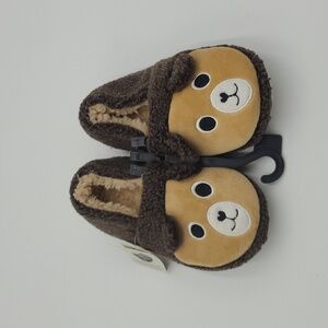 Boys teddy bear slippers indoor/outdoor fuzzy bear